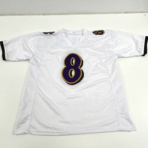 Baltimore Ravens Lamar Jackson #8 White Football Jersey Men's Size XL