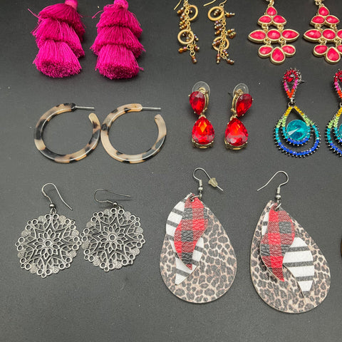 Fashion Costume Jewelry Earring Lot of 16 Pairs Boho Rocker Statement Tassels