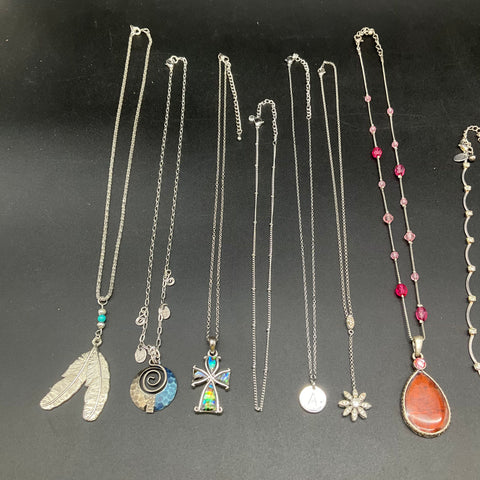 Fashion Costume Jewelry Lot of 17 Necklaces Silver Gold Tone Heart Butterfly