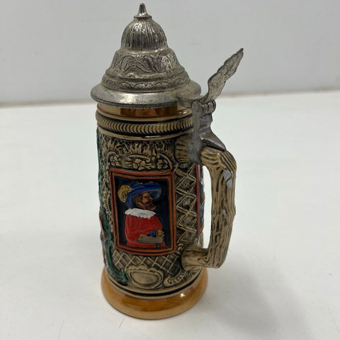 Vintage W. Germany Beer Stein Kaiserslautern Relief Ceramic Pewter Lid 5.5"