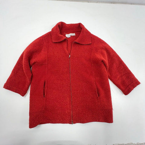 Vintage Oscar de la Renta Rust Wool Alpaca Zip Sweater Jacket Women's XL
