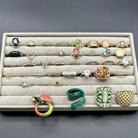 Modern Fashion Costume Jewelry Lot 41 Rings Statement Stackable Enamel Mix