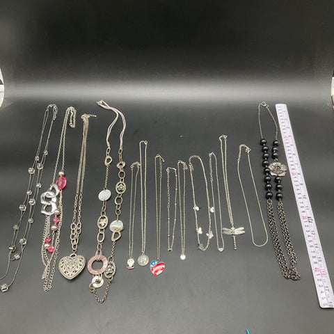 Vintage & Modern Costume Jewelry Lot 14 Necklaces Dragonfly Filigree Heart