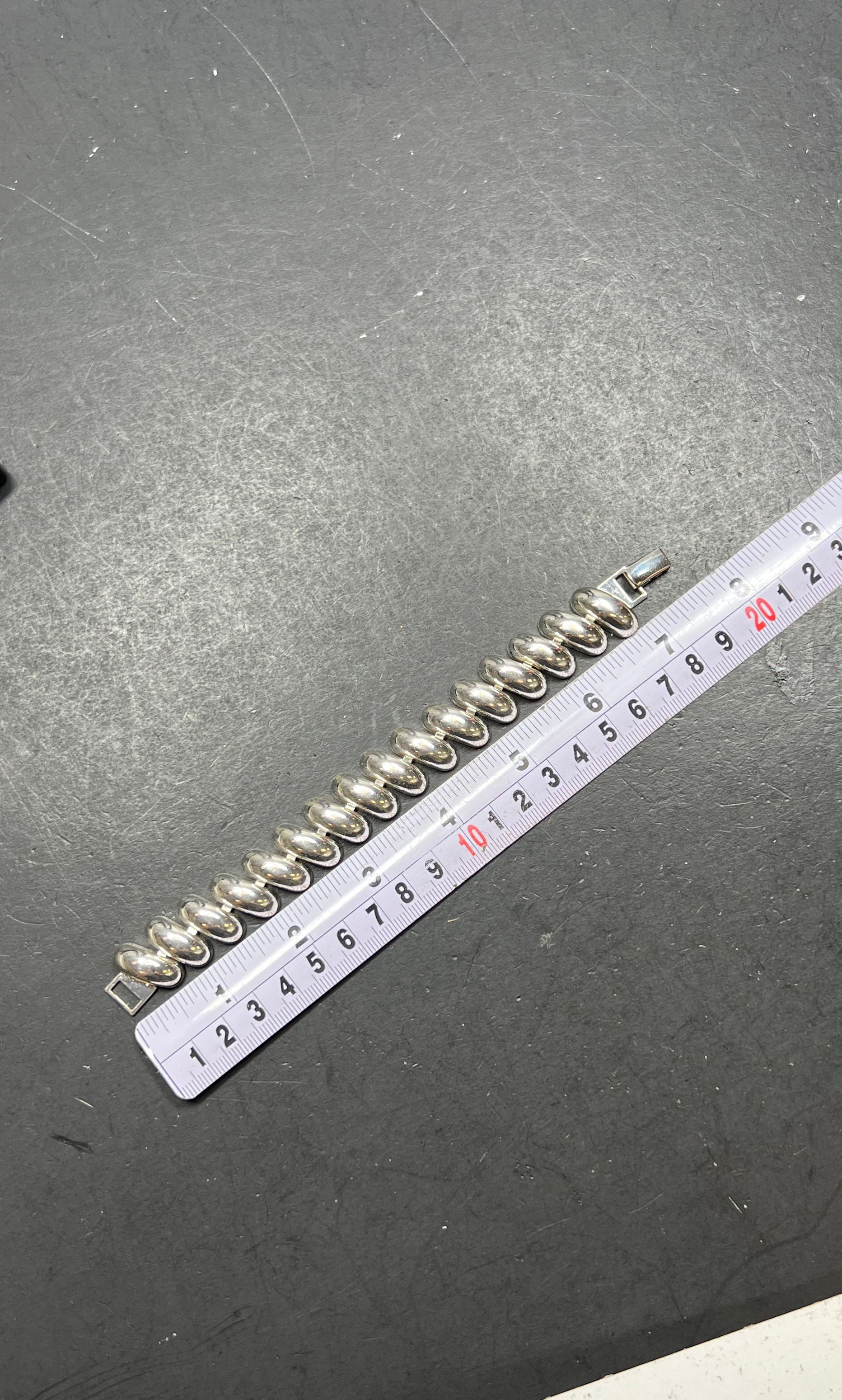 Vintage Napier Macaroni Link Silver tone Bracelet 28.19g