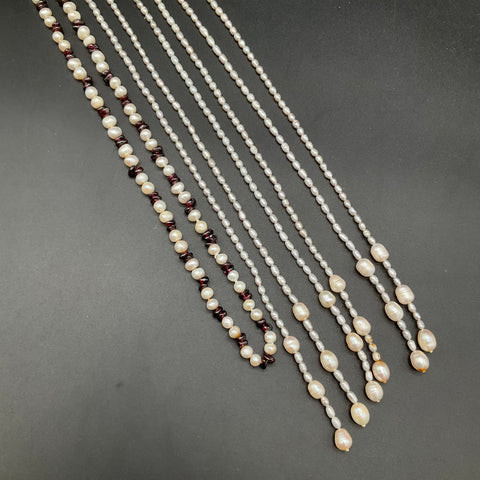 Vintage to Modern Freshwater Pearl Jewelry Lot of 5 Necklaces Red Stone Accents