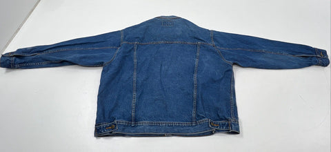 Vintage 90s Wrangler Rugged Wear Denim Trucker Jacket Indigo Blue Sz XXL
