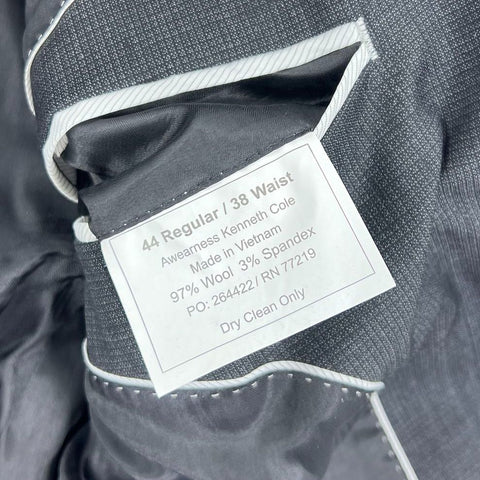 Kenneth Cole Awearness Charcoal Wool Blend 2-Piece Suit Men's 44R 38W