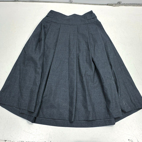 Toast Women's Gray Pleated Wool Blend Midi Skirt Side Buttons Size 6