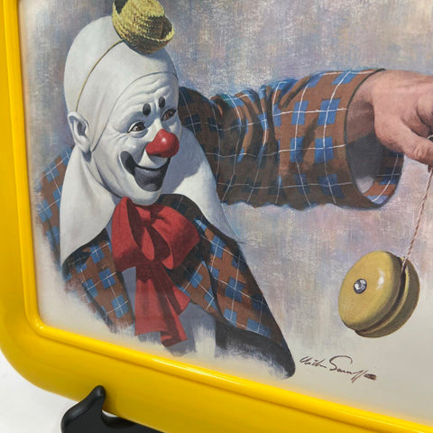 Vintage 70s Arthur Sarnoff Clown Prints Set of 2 Wall Art Yo-Yo Waving
