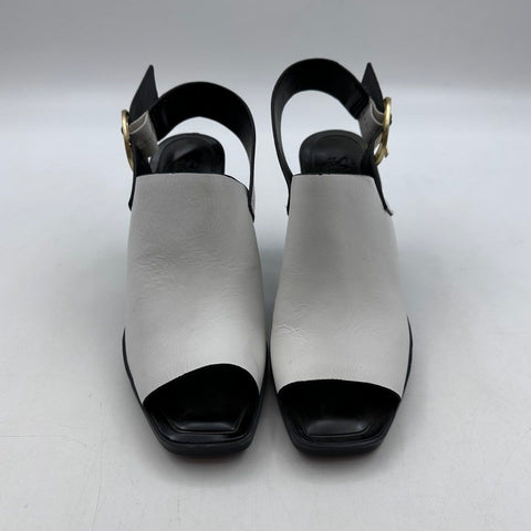 Sarto by Franco Sarto A-Walter White Leather Block Heel Slingback Size 6.5