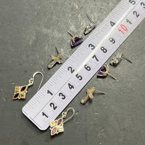 4 Pair Sterling Silver with Stones Earrings 10.1g