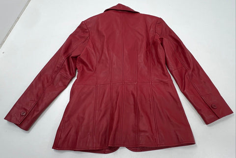 Preston & York Women's Red Genuine Lamb Skin Leather Blazer Jacket Sz M