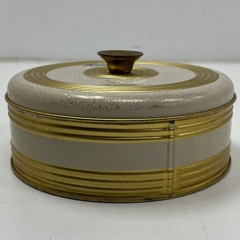 Vintage Guildcraft Dexter Round Metal Tin LeeWards Exclusive Gold Fleck Cream