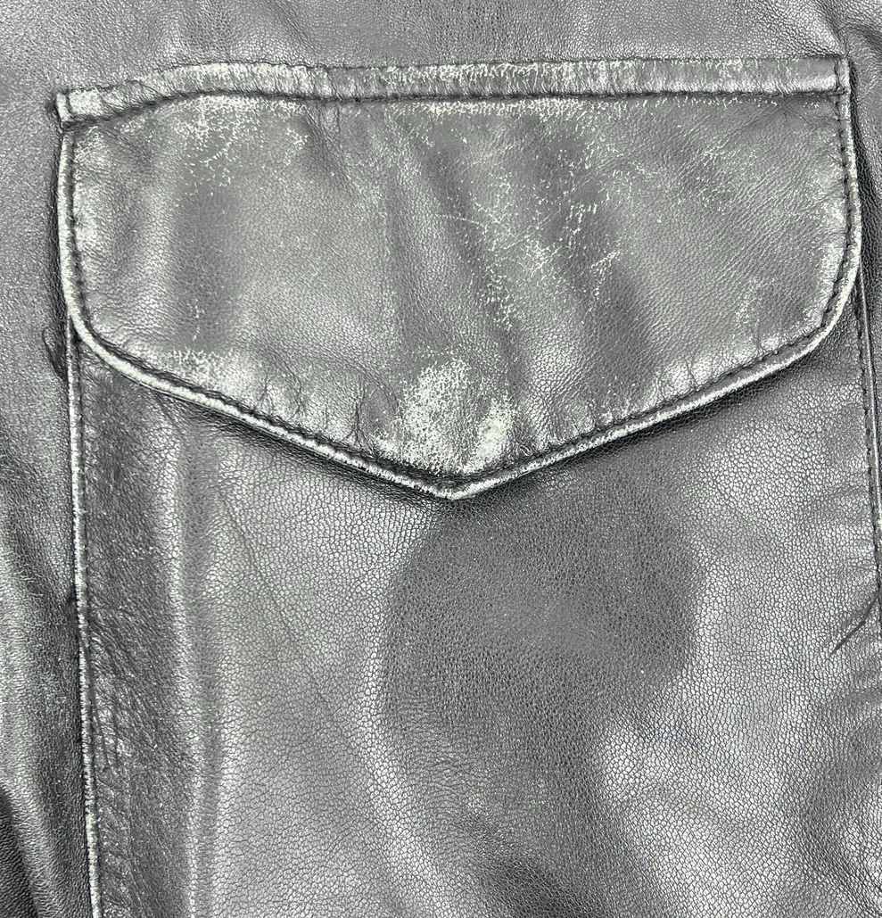 Burks Bay Black Leather NRA Life Member Bomber Flight Jacket Men's XL