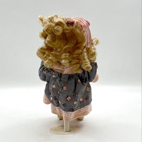 Vintage Duck House Heirloom Dolls Bisque Porcelain Doll Blonde Hair Bear 11 Inch
