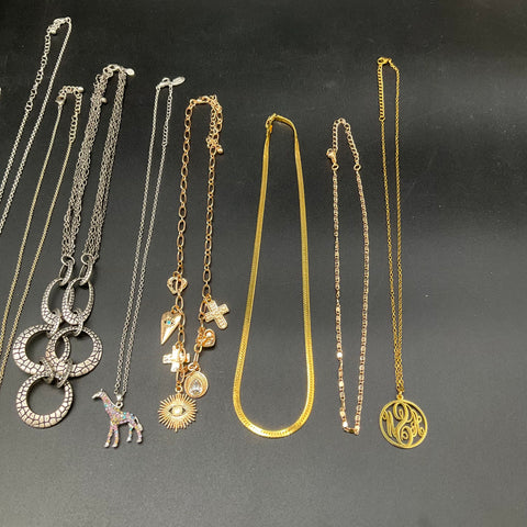 Fashion Jewelry Necklace Lot 15pc Gold Silver Tone Monogram Animal Heart Tree