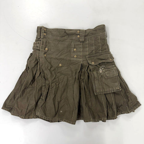 Damn Near Kilt 'Em DNKE Men's Utility Kilt Brown Cotton Cargo Pockets Size M