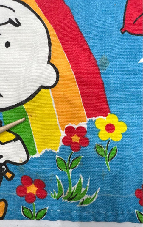 Vintage Peanuts Snoopy Linens Lot 3pc Pillowcases Curtains 1970s 1971 Schulz