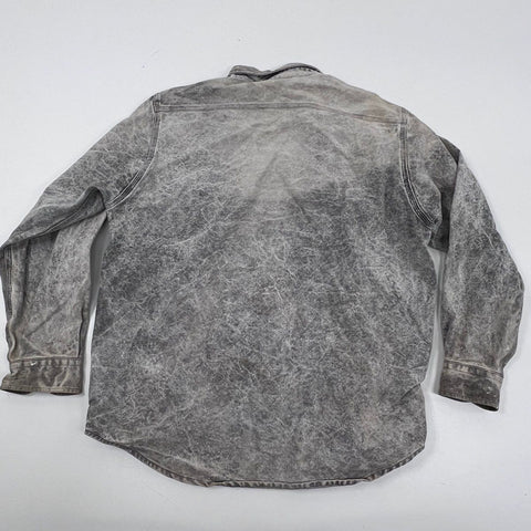 Carhartt Men's Gray Acid Wash Sun Faded Distressed Work Shirt Size XXL