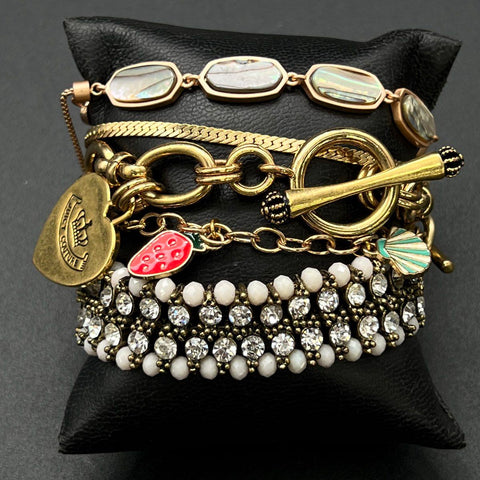 Juicy Couture & Gold Tone Jewelry Lot of 11 Charm Mesh Rhinestone Bracelets