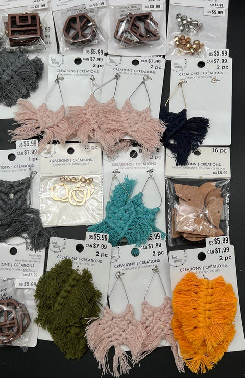 Bead Landing Jewelry Making Components Lot Macrame Boho Wood Pendants 30+ Packs