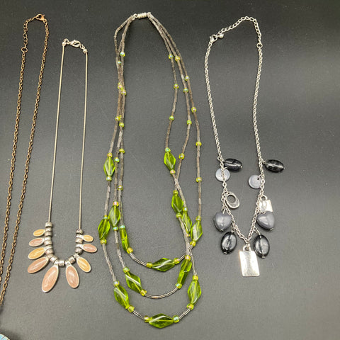 Vintage & Modern Costume Jewelry Lot of 10 Necklaces Curb Chain Beaded Shell