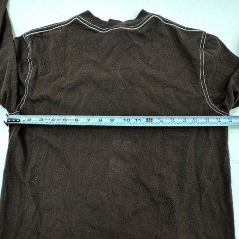 Empyre Men's Brown Long Sleeve T-Shirt Contrast Stitch Graffiti Logo Sz S