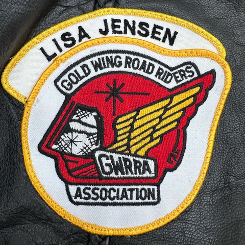 Vintage 90s Barney's Leather GWRRA Gold Wing Biker Vest Patches Sz XXL