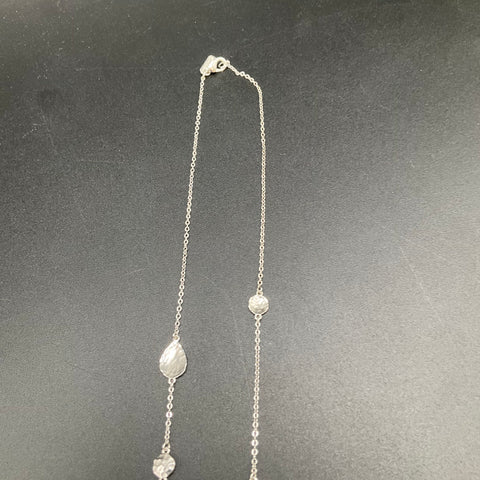 Melinda Maria Silver Tone Hammered Disc Station Long Chain Necklace