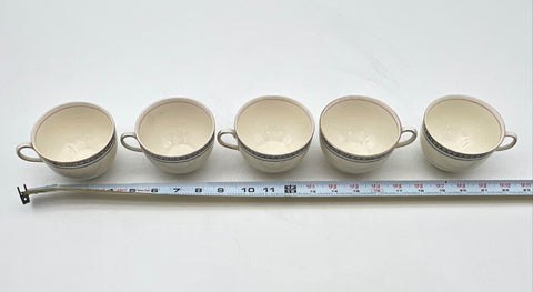 Johnson Brothers England Ceramic Tea Cup Lot 5 Pieces Geometric Gold Trim