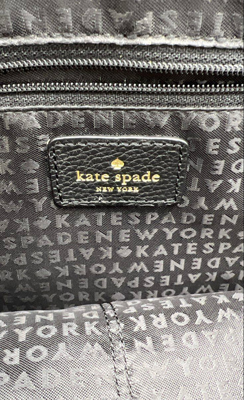 Kate Spade Black Pebbled Leather Dome Satchel Crossbody Bag Gold Hardware