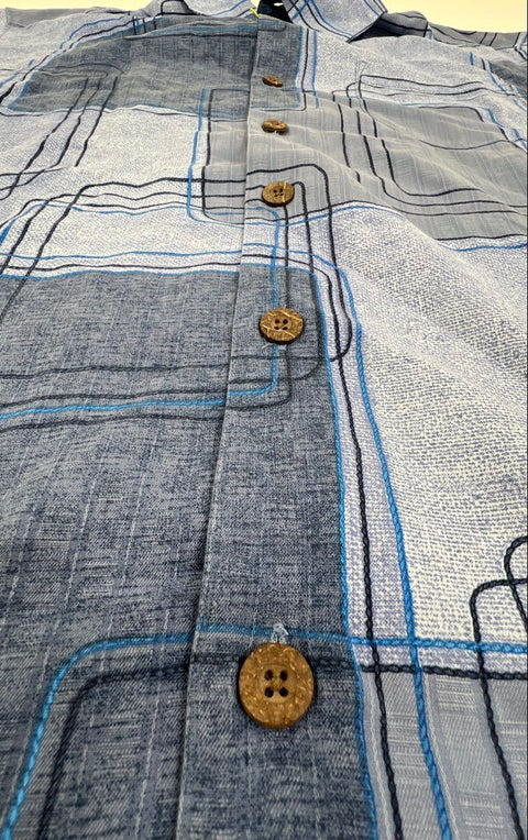 Tommy Bahama Men's Coral Island Silk Short Sleeve Button Up Blue Shirt NWT Sz M