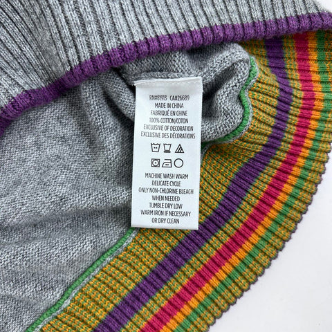 Robert Graham Men's Gray Striped Trim Quarter Zip Cotton Sweater XL