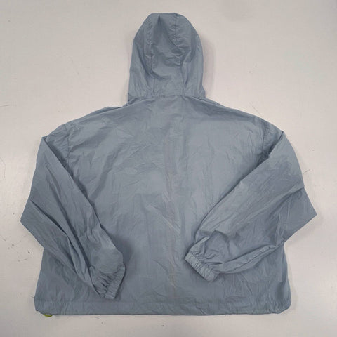 Alo Women's Blue Yellow Full Zip Hooded Cropped Windbreaker Jacket Size OS