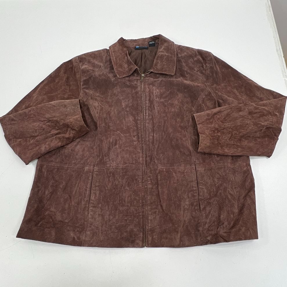 Vintage Relativity Brown Genuine Suede Leather Jacket Women's Plus 3X