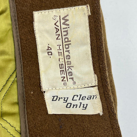 Vintage 70s Van Heusen Windbreaker Quilted Lined Faux Fur Car Coat Sz 40