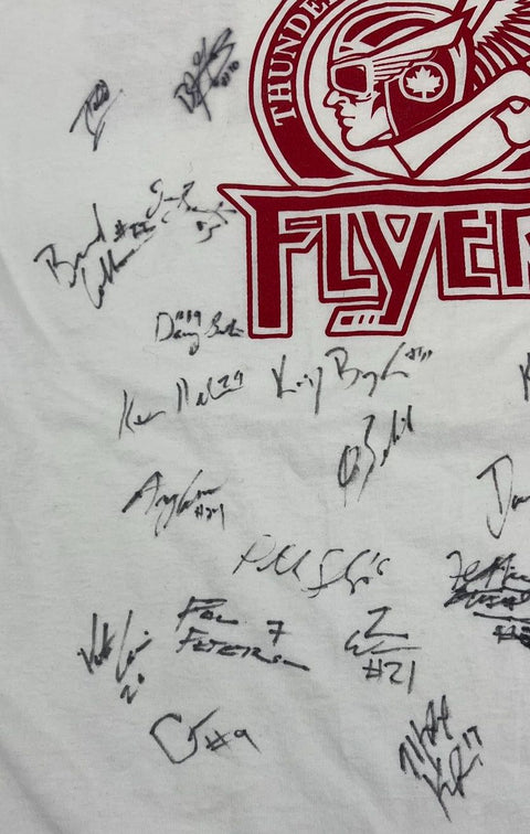 Vintage 90s Thunder Bay Flyers Jr Hockey Team Autographed T-Shirt Sz XL