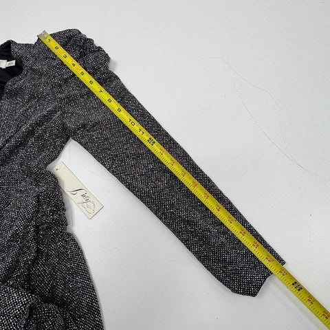 Eliza J Women's NWT Puff Sleeve Metallic Faux Wrap Cocktail Dress Black Silver 6