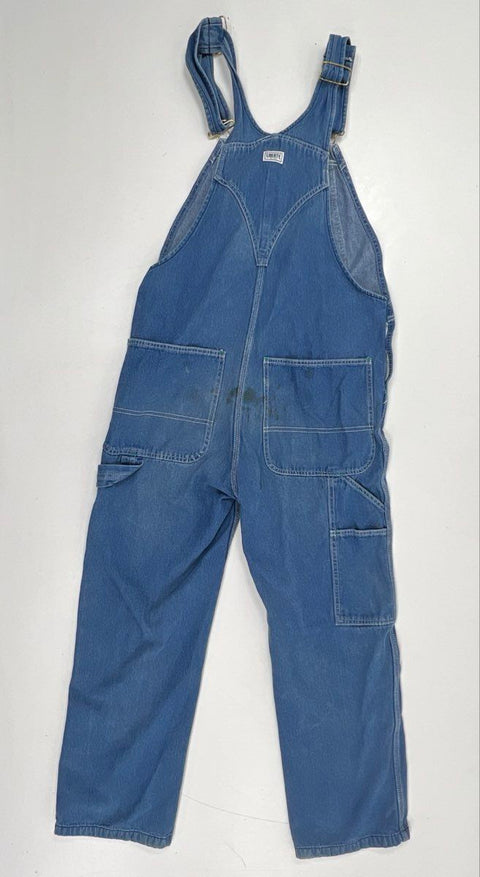 Liberty Denim Bib Overalls Carpenter Triple Stitch Blue Workwear Sz 32x30