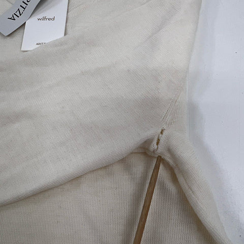 Wilfred Women's Long Sleeve Crew Neck Knit Top Light Birch Cream NWT Sz XL