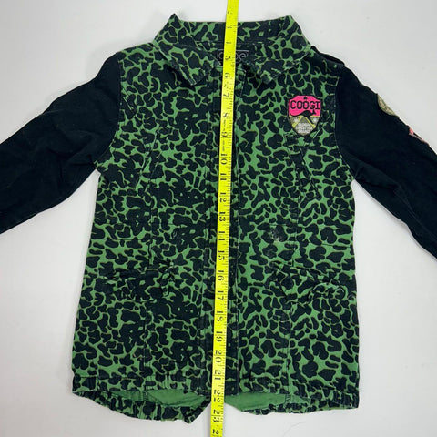 Vintage Coogi Kids Leopard Print Canvas Utility Jacket Green Black Sz 6x