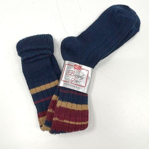 Vintage 80s Hanes Beverly Jane Navy Striped Orlon Socks Sz 9-11