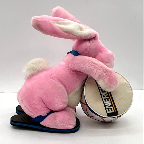 Vintage Energizer Bunny Plush Mascot Pink 17 Inch With Drum & Flip-Flops