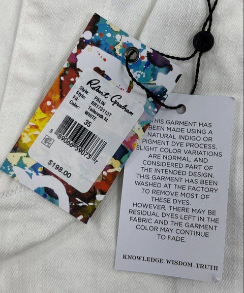 Robert Graham Men's NWT Palin Tailored Kipling White Denim Jeans Size 35