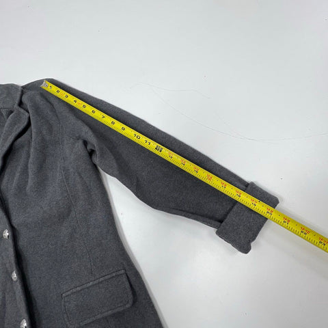 Lauren Ralph Lauren Women's Gray Knit Blazer Jacket Crest Buttons Cotton Blend L