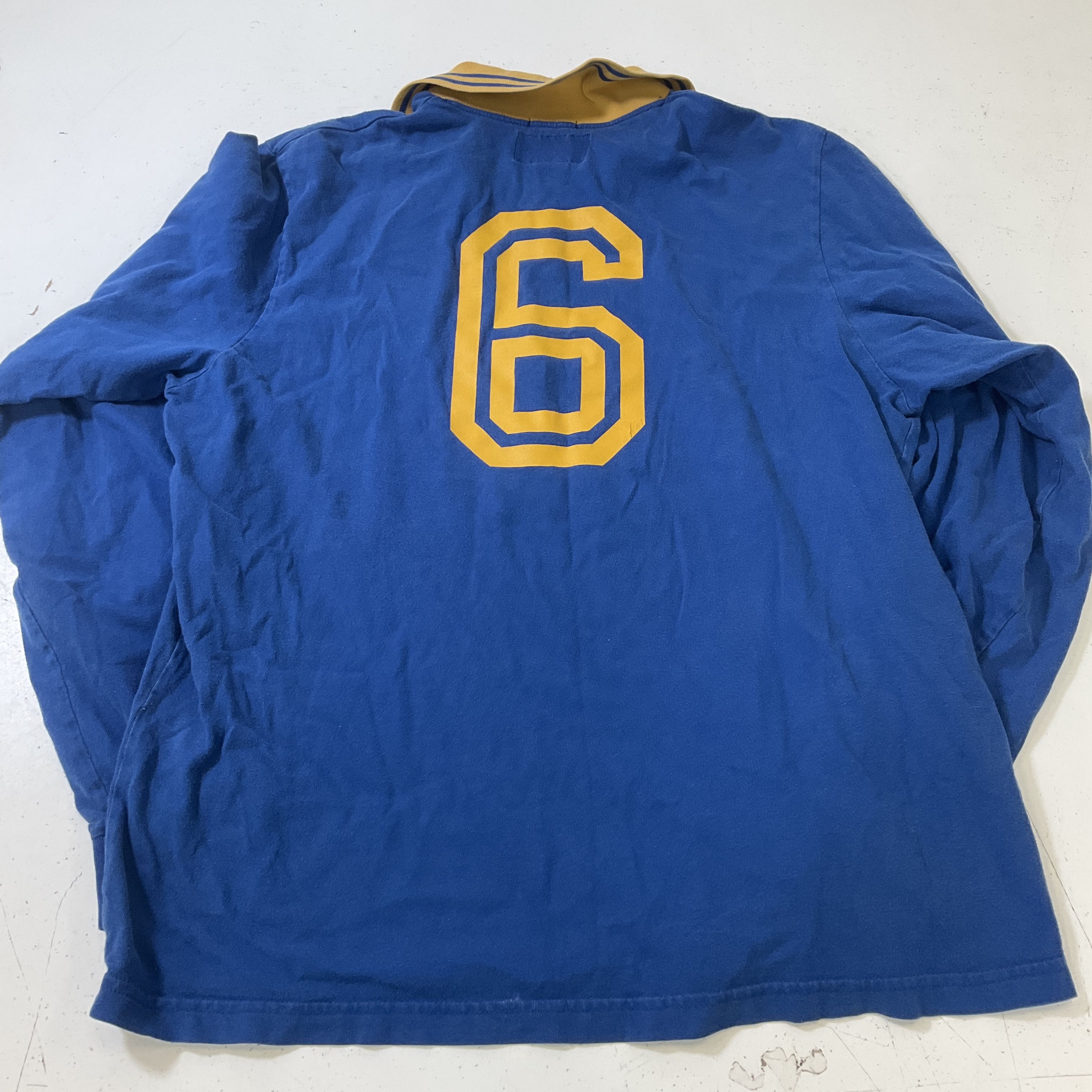 Abercrombie & Fitch Blue Long Sleeve Johnny Collar Jersey Shirt Men's L Vintage