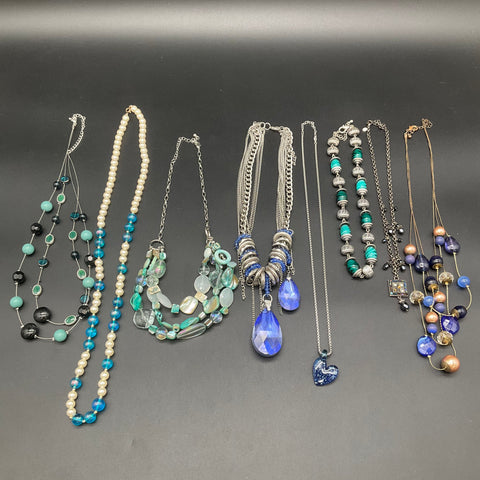 Fashion Costume Jewelry Lot of 8 Necklaces Vintage Modern Beaded Multi-Strand