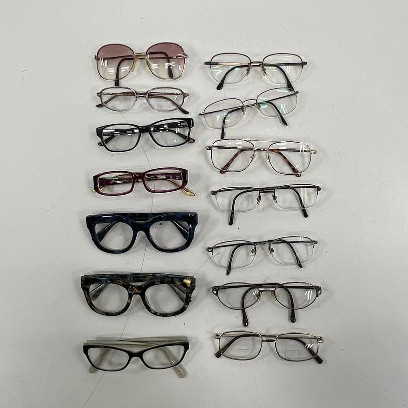 Lot of 13 Mixed Eyeglass Frames Glasses Reading Aviator Cat Eye Parts Crafts