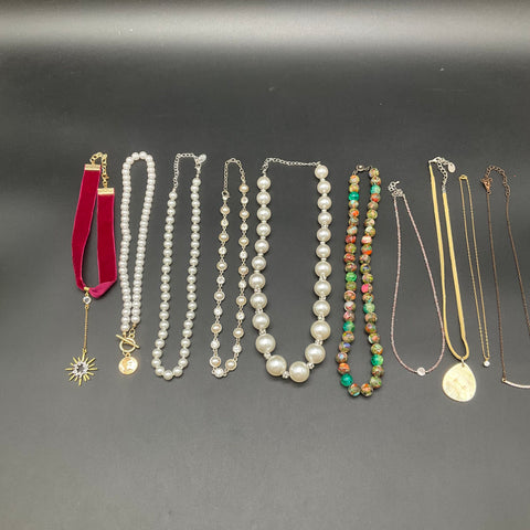 Fashion Jewelry Lot 10 Necklaces Faux Pearl Choker Beaded Shell Starburst