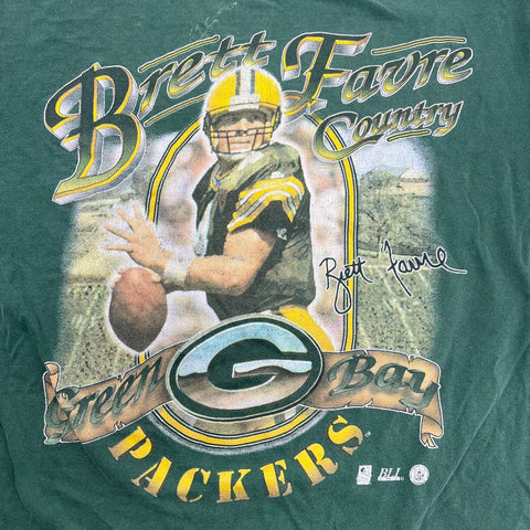 Vintage 90s Brett Favre Green Bay Packers T-Shirt Miro Classics NFL Sz L
